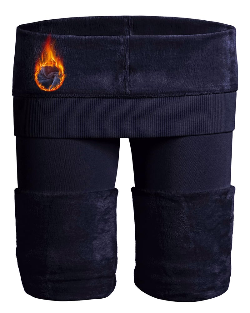 NORMOV Winter Warm Fleece Lined Leggings Women,Thick Thermal Velvet Tights (Navy-XS/S) - Image 1
